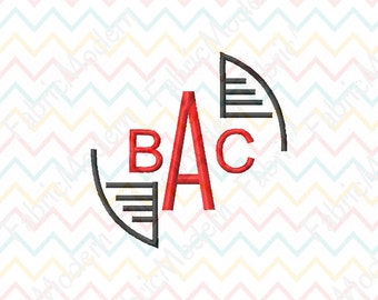 Embroidery Font ART DECO MONOGRAM alphabet Design, 3 inch with frame on each center letter, two full alphabets, #501
