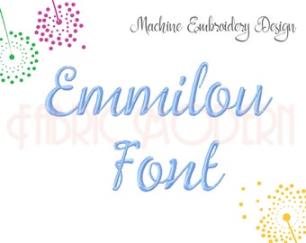 Emmilou SCRIPT FONT Embroidery Font calligraphy font script font embroidery fonts Three sizes 1 inch font 1.5 inch font 2 inch #595