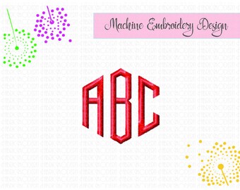 HEXAGON MONOGRAM towels hex monogram embroidery design monogram font 2 inch #898