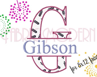 SPLIT MONOGRAM Embroidery Font Design for an 8x12 inch hoop All letters includes bx #762