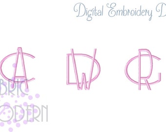 3" Modern stacked MONOGRAM Font Embroidery design clean monogram for men minimalist monogram embroidery fonts wedding monogram #993-2