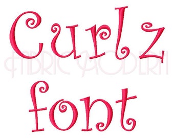 CURLZ FONT BX Embroidery Font Design embroidery fonts three sizes upper and lower case and numbers for each #547S