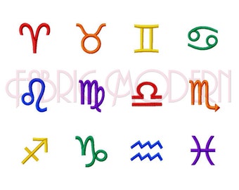 ZODIAC ASTROLOGY Embroidery Design Font, 3 sizes, pattern, machine embroidery, digital design, STAR astrological Horoscope birth sign, #387