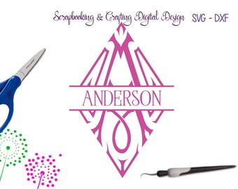 EXCLUSIVE Elegant Diamond split Monogram SVG & DXF Font Cut Files
