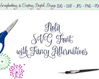 SVG font Cricut Silhouette Digital Full Alphabet SVG DXF png jpg Font swirly swashes Script instant download