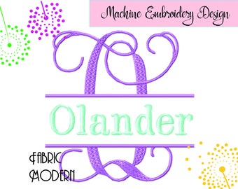 Vine Split Monogram Embroidery Font Extra Fancy vine monogram 6 inch BX monogram frame split letters 6x6 inches #923