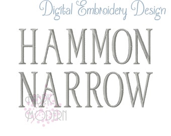 HAMMON Narrow caps Embroidery font alphabet #1034N