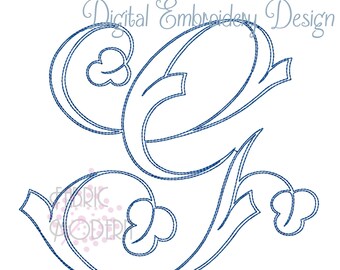 6" Garden Script Monogram font embroidery design delicate open stitch monogram BX PES #945-6