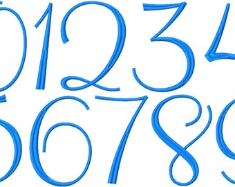 Numbers Embroidery Design    font numbers 0 through 9  2 in  3in and 4in  #343