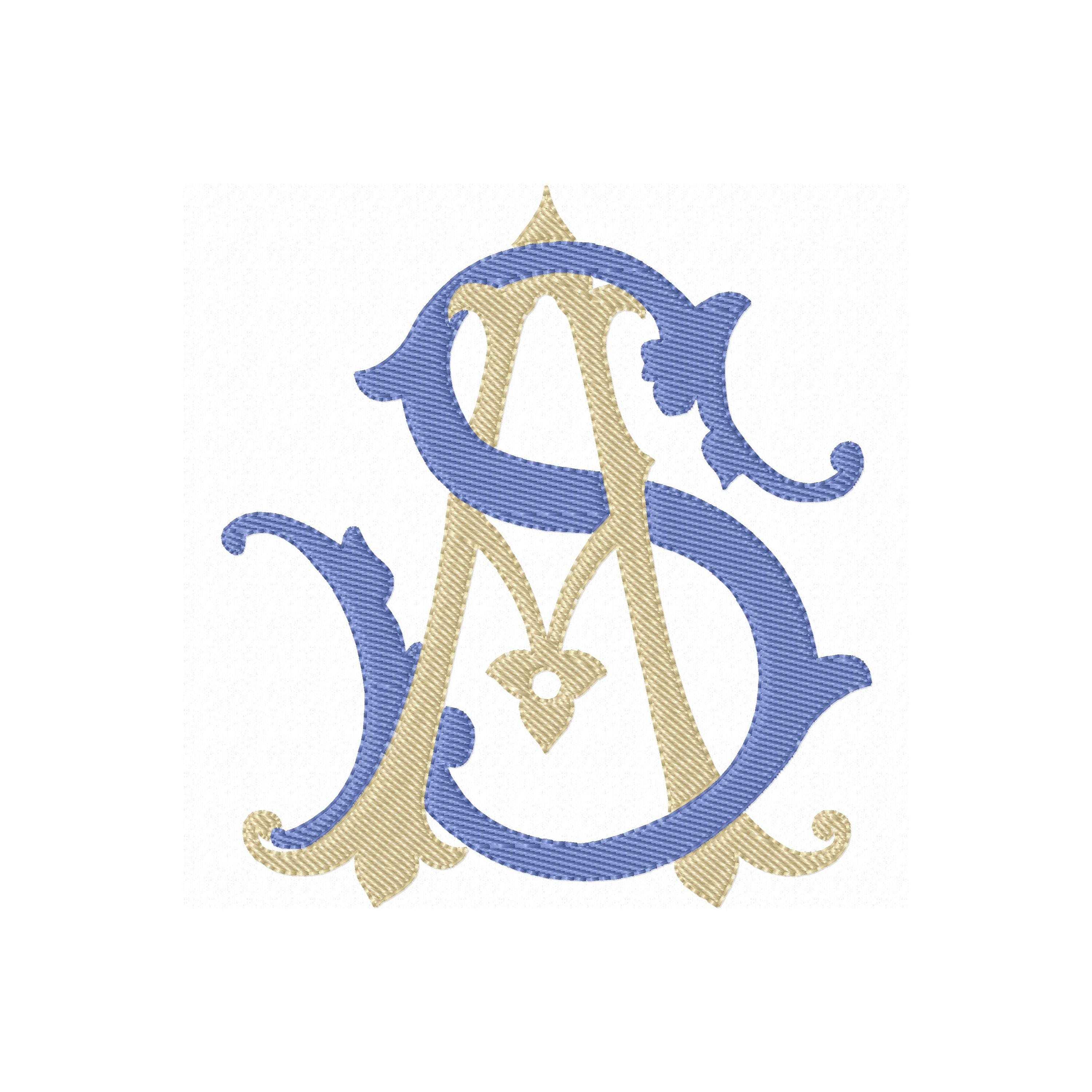 AS SA Two Letter Interlocking MONOGRAM Embroidery Design - Etsy