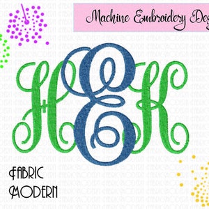 Large INTERLOCKING VINE MONOGRAM Font Embroidery Font  5 inch  bx  Large size monogram alphabet  #885