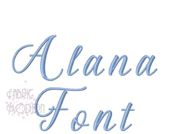 Fuente de caligrafía Alana Script de 2 pulgadas, fuente de monograma para bordado, fuente de bordado cursiva BX PES #960