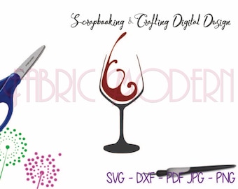 WINE GLASS Crafting design file  for cutting and printing  svg  dxf   pdf  png  jpg #C447