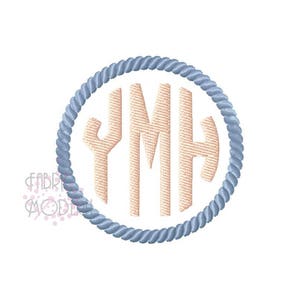 2&quot; and 3&quot; Round Monogram Embroidery Font  2 applique&#39; frames included  #453