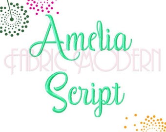 Amelia SCRIPT FONT Diseño de bordado alfabeto de bordado Swirls fuentes de bordado fuente nupcial caligrafía cursiva monograma bx #622
