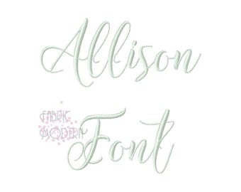 Fuente de boda 2" Allison Script Caligrafía fuente Monograma fuentes bordado monograma bordado fuentes BX puntada satinada #944