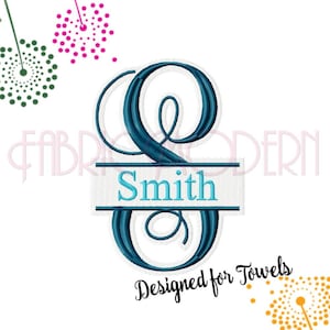 Vine Split Monogram Embroidery Design (4 & 6 Inch for Towels) #703