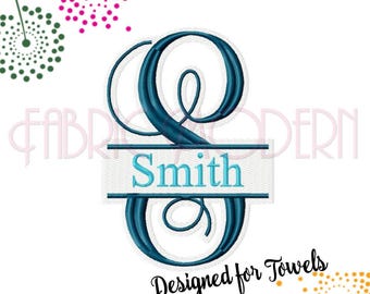Vine Split Monogram Embroidery Design (4 & 6 Inch for Towels) #703
