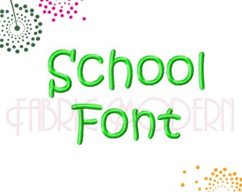 2" SCHOOL FONT Embroidery Design 2 inch embroidery fonts Upper and Lower Case and numbers  kids design child font kid font alphabet  #517