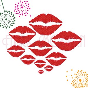 KISSING LIPS Machine Embroidery Design female lips collection womens lips kiss 10 sizes 424 image 2