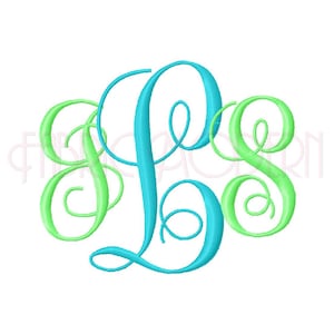 Interlocking Monogram  Embroidery Font  3 Sizes  2   2.5 and 3 inch  BX  Monogram Fonts  3 Letter Monogram  Instant Download #527
