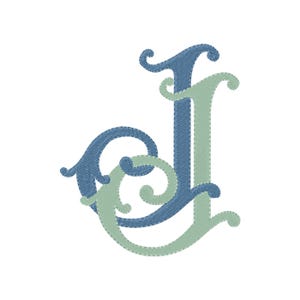 JJ double MONOGRAM Embroidery Design Antique two letter design