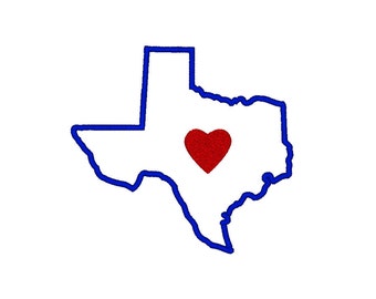 Texas Embroidery Design   applique' in multiple sizes  I Heart Texas