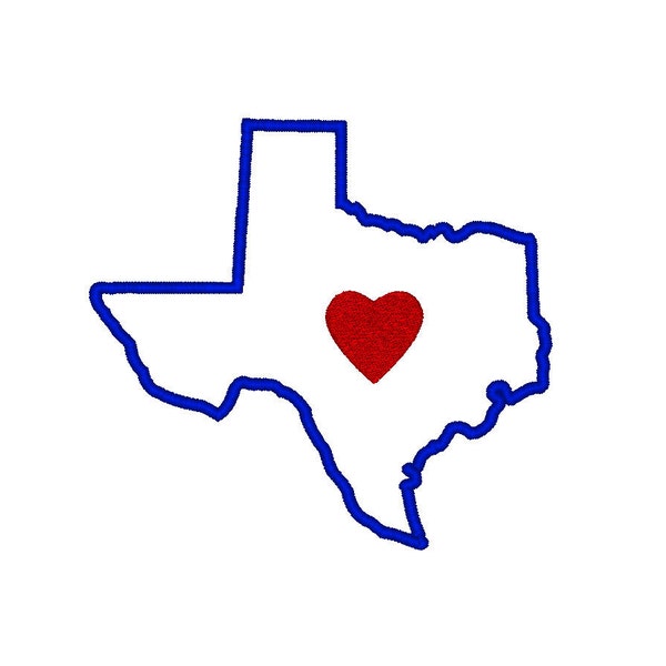 Texas Embroidery Design   applique' in multiple sizes  I Heart Texas