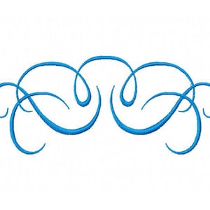 Könnte beinhalten: Ein blaues dekoratives Schnörkeldesign mit einem wirbelnden Muster.