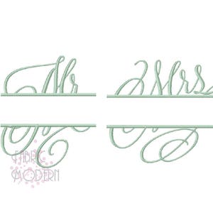 May include: A split monogram design with the words "Mr." and "Mrs." in a cursive font. The design is perfect for wedding or anniversary gifts.