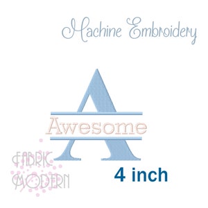 Times SPLIT MONOGRAM Embroidery Font Design 4 inch  #1118-4