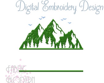 Mountainscape name frame embroidery design #1055