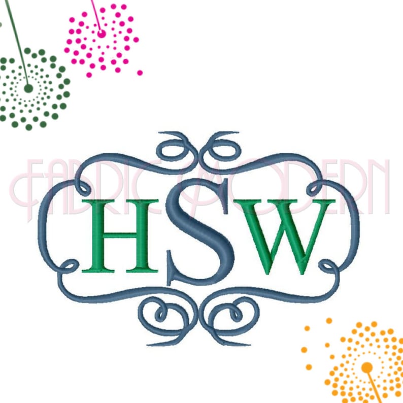 MONOGRAM NAME FRAME Machine Embroidery Design flourish border multiple sizes #650