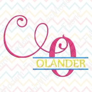 SPLIT MONOGRAM FONT Diseño de bordado 4 pulgadas y 6 pulgadas Todas las letras bx incluidas #509