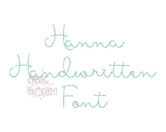 2" Hanna Handwriting Handstitch Script handwriting Machine Embroidery Font Hand Stitch Monogram floss stitch bean BX PES