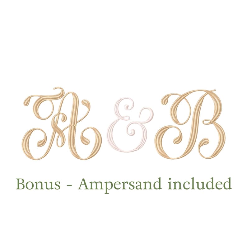 4 Inch Script Wedding MONOGRAM Embroidery Font #1107-4 - Etsy