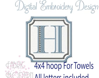 KOMPLETT broderidesign med fyrkantigt monogram i handduk och plyschtyg, 4x4-båge #1149-4