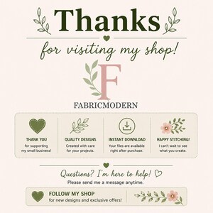 The image is a thank you message from a small business owner to their customers, expressing gratitude for their support and providing information about the products and services offered.