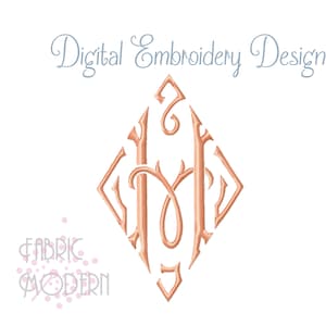 Vintage Stil Diamant Monogramm Schrift Embroidery Design 1059-4
