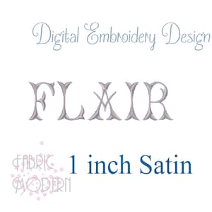1 inch FLAIR fishtail embroidery alphabet font for monograms and more  #1106-1