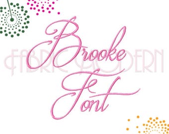 Embroidery Font Design: Brooke Script with Swirls - Wedding Style #553