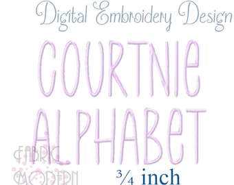 3/4 inch Courtnie Machine Embroidery Font  Design #1115-.75