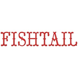Lettertype Fishtail-monogram: 4-inch borduurontwerp met satijnsteek (digitale download)
