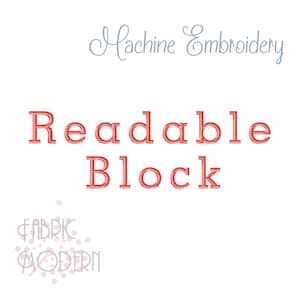 Readable Block Embroidery font alphabet 3 sizes #1161