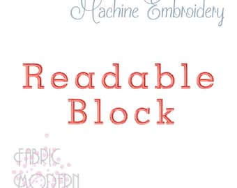 Readable Block Embroidery font alphabet 3 sizes #1161