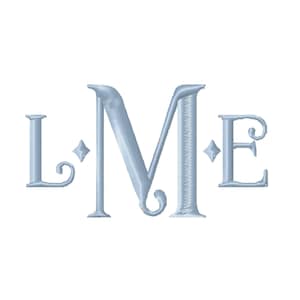 Broderidesign med 5 cm monogramtypsnitt från Gibson #1174-2