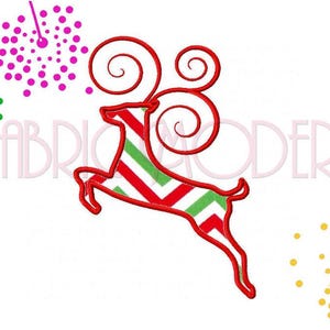 Machine Applique' Embroidery Design,  stylized fancy reindeer for Christmas items, #306