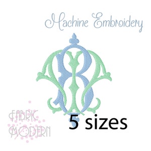 BM MB MONOGRAM Embroidery Design Antique two letter design