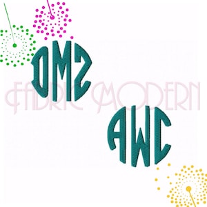 ROUND MONOGRAM small Embroidery monogram Font Design  BX  1inch  1.5inch and 2 inches included  #544