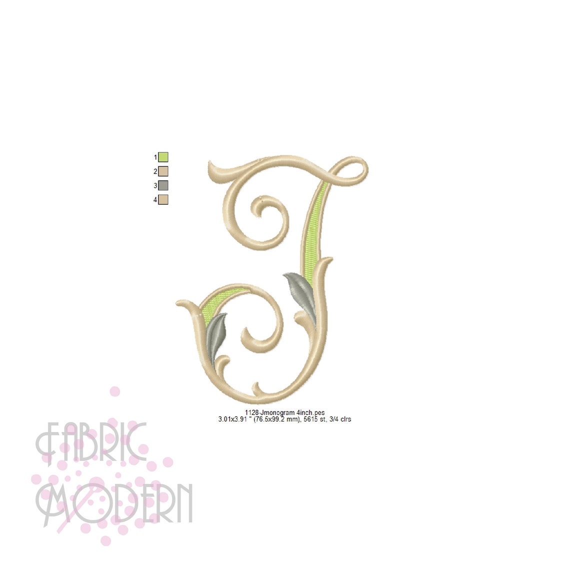 Letter J MONOGRAM Embroidery Design Large Vintage Single - Etsy